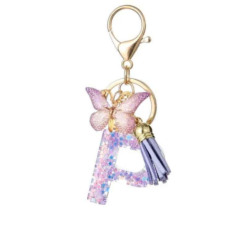 🔥Butterfly Letter Keychain Tassel Design Vibrant Durable Lightweight Gift(2 pcs)