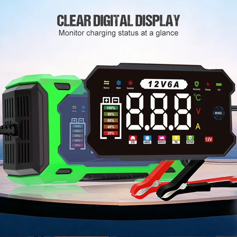 ⚡ 12V 6A Smart Car Battery Charger with Pulse Repair – Fast, Safe & Extend Battery Life 🚗🔋✨