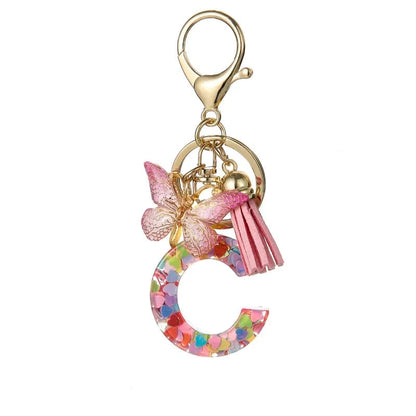 🔥Butterfly Letter Keychain Tassel Design Vibrant Durable Lightweight Gift(2 pcs)