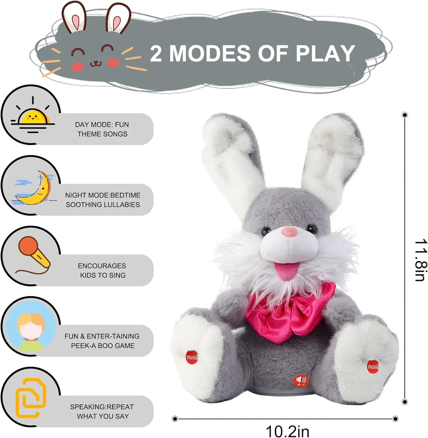 🐰 Easter Talking Bunny – Repeats What You Say & Plays Peek-A-Boo