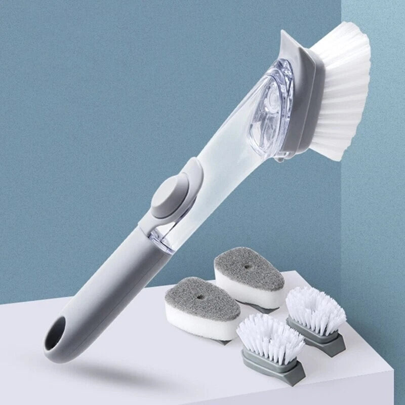 Brush Cleaning Scrubber Kitchen Dish Wash Pot Sponge Automatic Liquid Dispenser