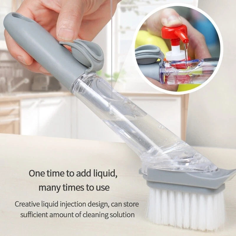 Brush Cleaning Scrubber Kitchen Dish Wash Pot Sponge Automatic Liquid Dispenser