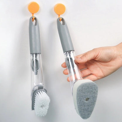 Brush Cleaning Scrubber Kitchen Dish Wash Pot Sponge Automatic Liquid Dispenser