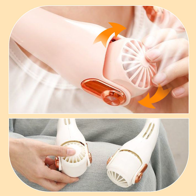 🥳2026 HOT SALE🥳💞50K+ SOLD!🍃💨Neck Air Conditioner Fan – Ultra‑quiet, 360° rotating, 3 speeds. Hands‑free cooling, long battery. Summer essential! 😎🌬️