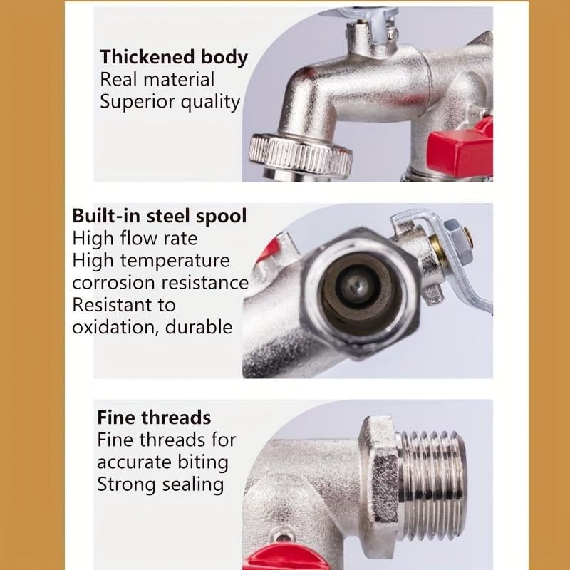 🔥Universal Stainless Steel Double Outlet Garden Faucet – Independent Valves, Heavy-Duty & Easy Install 🚰