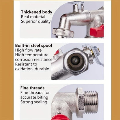 🔥Universal Stainless Steel Double Outlet Garden Faucet – Independent Valves, Heavy-Duty & Easy Install 🚰