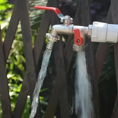 🔥Universal Stainless Steel Double Outlet Garden Faucet – Independent Valves, Heavy-Duty & Easy Install 🚰