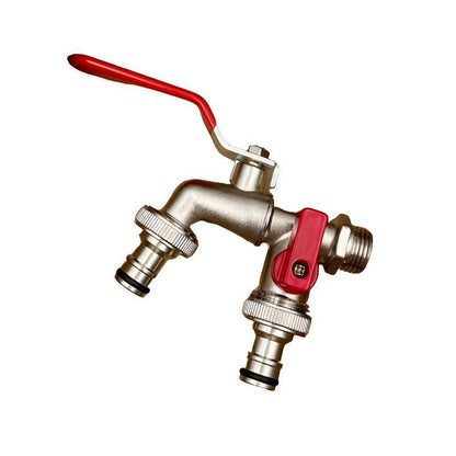 🔥Universal Stainless Steel Double Outlet Garden Faucet – Independent Valves, Heavy-Duty & Easy Install 🚰