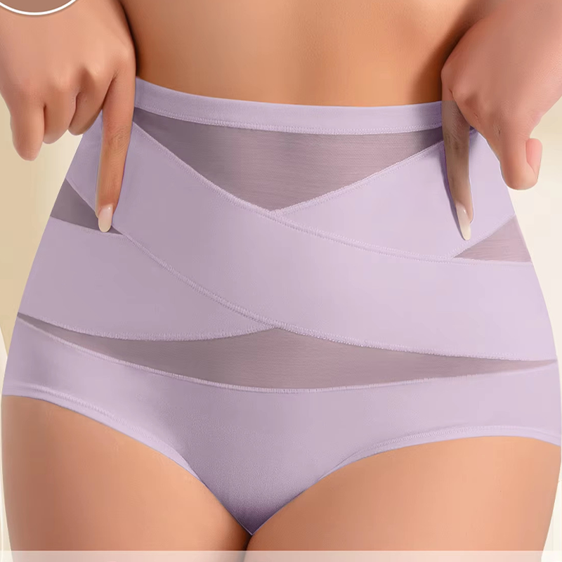 🌸Last Day-Buy 1 Get 3 Packs✨Plus-Size High-Waist Cross Tummy Control Panties