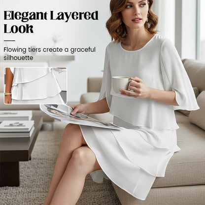 Women's Elegant Layered Ruffle Sleeve Dress – Effortless Style for Every Occasion 💃
