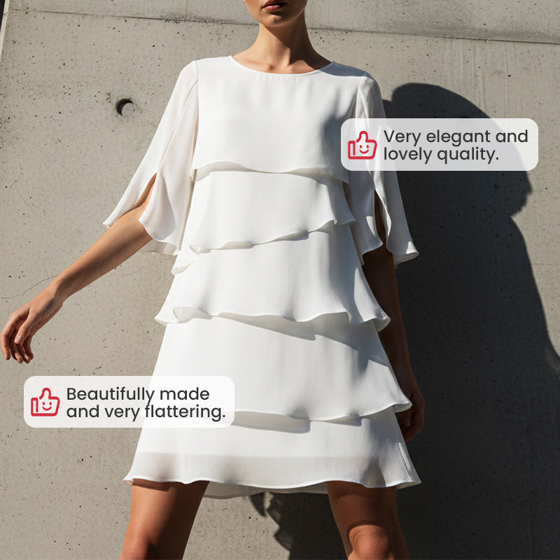 Women's Elegant Layered Ruffle Sleeve Dress – Effortless Style for Every Occasion 💃