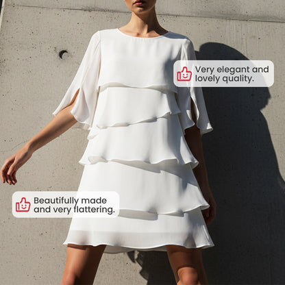 Women's Elegant Layered Ruffle Sleeve Dress – Effortless Style for Every Occasion 💃