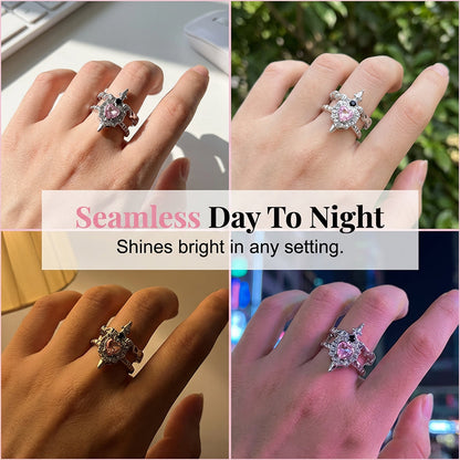 Vintage Adjustable Sword Piercing Heart Ring Set