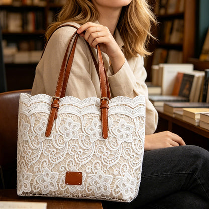 Elegant Lace Large Capacity Tote Bag