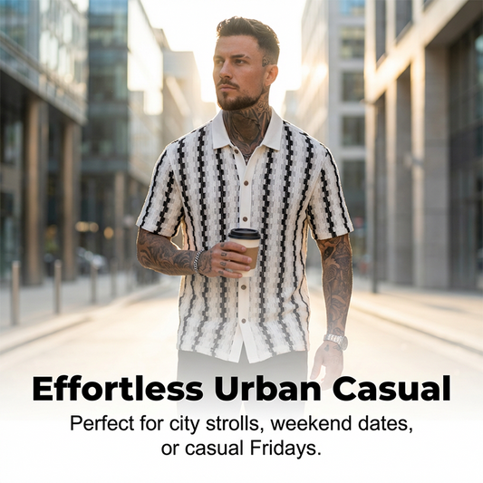 Men's Short Sleeve Retro Geometric Knit Shirt