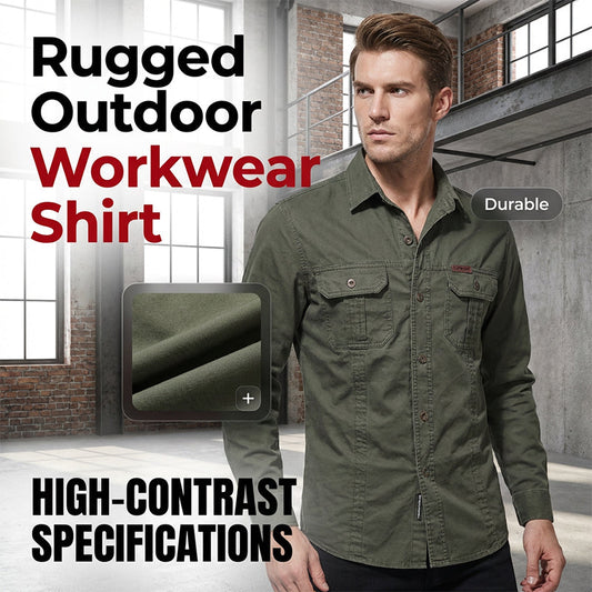 🔥Men's Long Sleeve Cotton Workwear Shirt