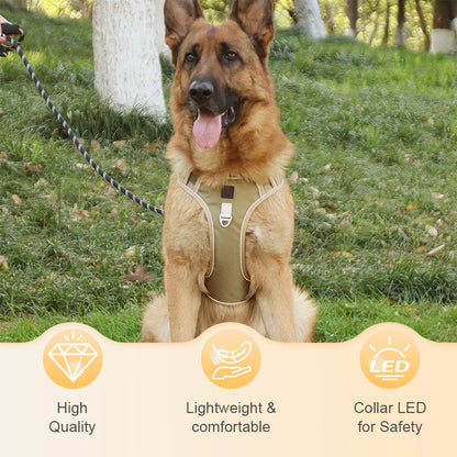 📢📢No Pull Dog Harness with Leash & Collar LED