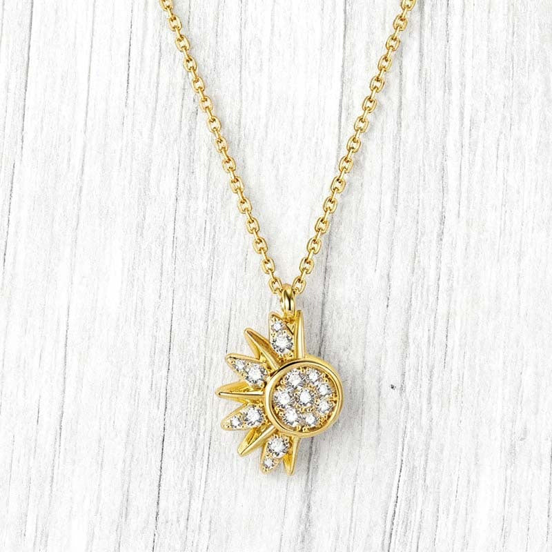 🌙💎Sun & Moon Pendant Necklace Set – Interlocking, Rhinestone & Two-Tone ✨