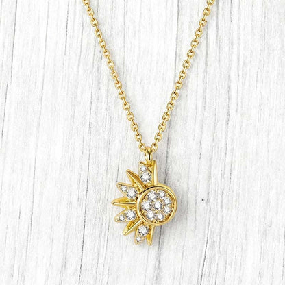 🌙💎Sun & Moon Pendant Necklace Set – Interlocking, Rhinestone & Two-Tone ✨