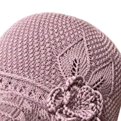 Women's Crochet Bucket Hat with Flower Accent