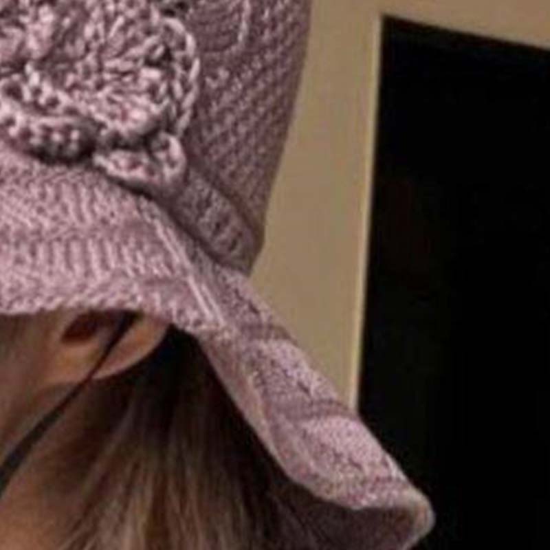 Women's Crochet Bucket Hat with Flower Accent