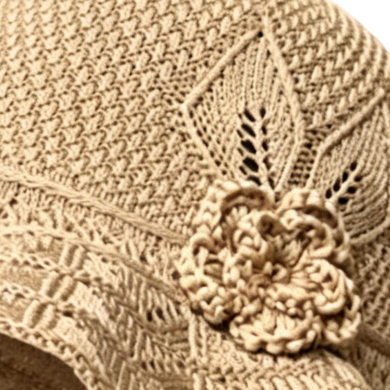 Women's Crochet Bucket Hat with Flower Accent