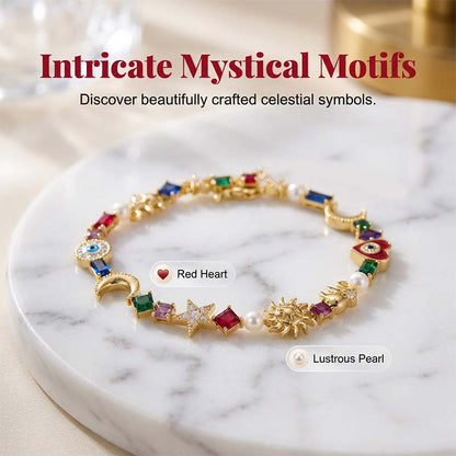 💫✨ Celestial Charm Bracelet – Sun, Moon, Stars, Multi-Color Crystals