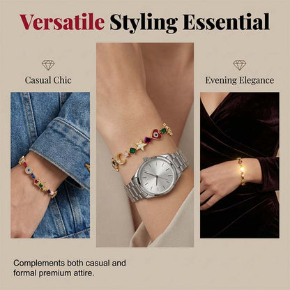 💫✨ Celestial Charm Bracelet – Sun, Moon, Stars, Multi-Color Crystals