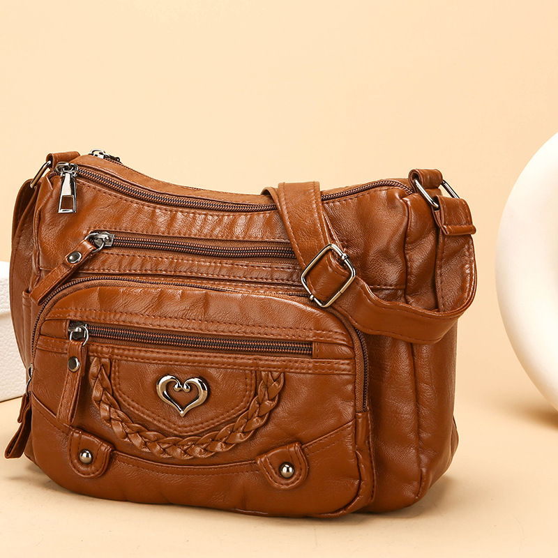 Women's Soft PU Leather Multi-Pocket Crossbody Bag