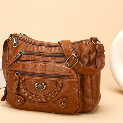 Women's Soft PU Leather Multi-Pocket Crossbody Bag