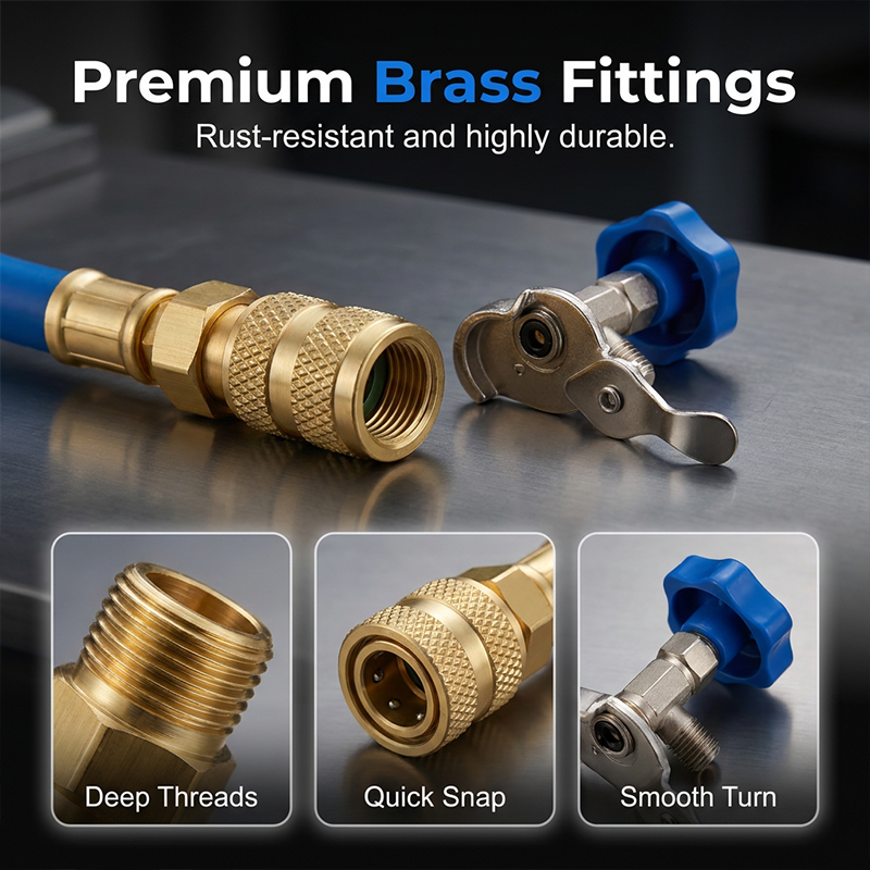 🔧 50% OFF NOW! ❄️ R134a AC Refrigerant Charging Hose with Gauge – Leak-proof, easy read & compatible with cars, trucks or home AC – safe DIY recharge 🚗