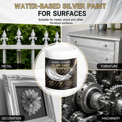 Water-Based Silver Paint for Metal & Wood
