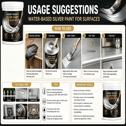 Water-Based Silver Paint for Metal & Wood