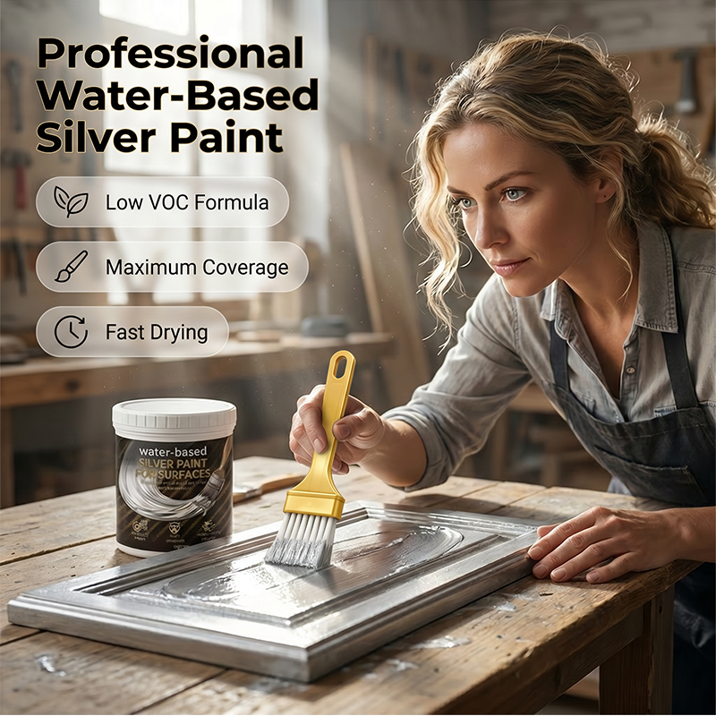 Water-Based Silver Paint for Metal & Wood