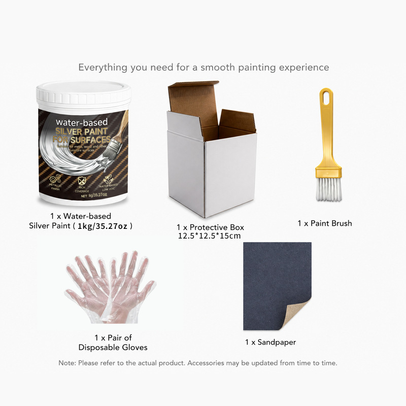 Water-Based Silver Paint for Metal & Wood