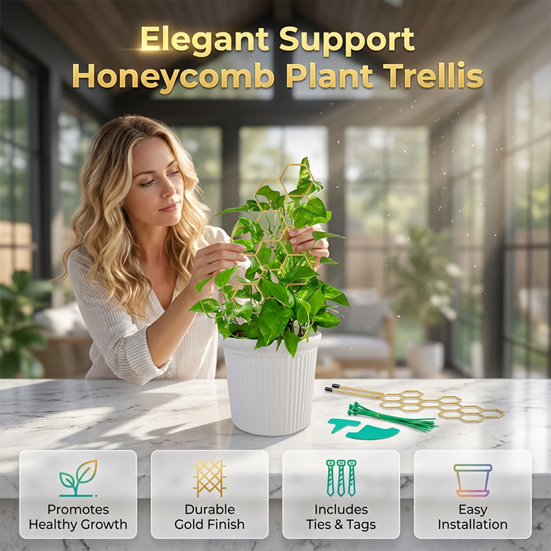 🌿 LIMITED-TIME 30% OFF! ✨ Honeycomb Plant Trellis – Rust-Proof, Stackable, Easy Install 🐝