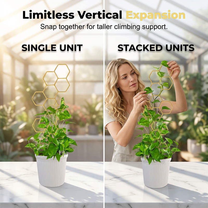 🌿 LIMITED-TIME 30% OFF! ✨ Honeycomb Plant Trellis – Rust-Proof, Stackable, Easy Install 🐝
