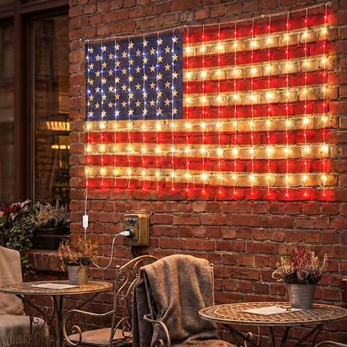 ❤️✨ Patriotic Flag Net Lights – USB, Waterproof, 50,000-Hour ✨