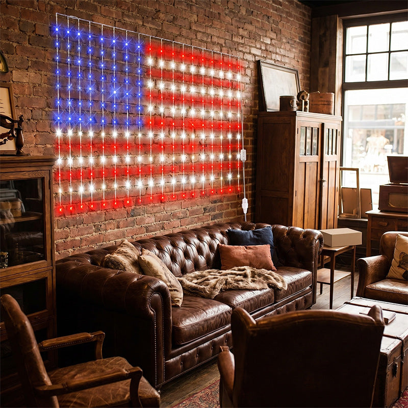 ❤️✨ Patriotic Flag Net Lights – USB, Waterproof, 50,000-Hour ✨