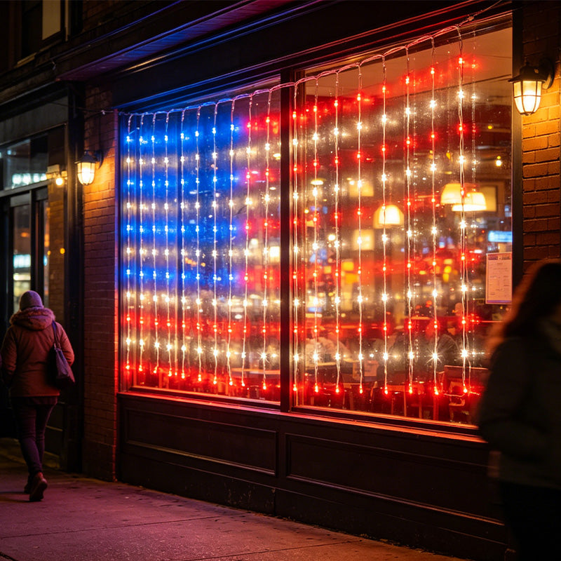 ❤️✨ Patriotic Flag Net Lights – USB, Waterproof, 50,000-Hour ✨