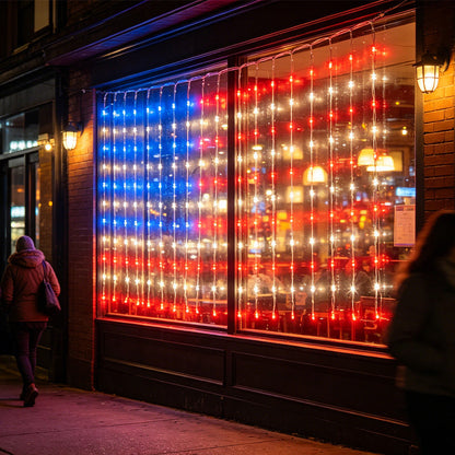 ❤️✨ Patriotic Flag Net Lights – USB, Waterproof, 50,000-Hour ✨