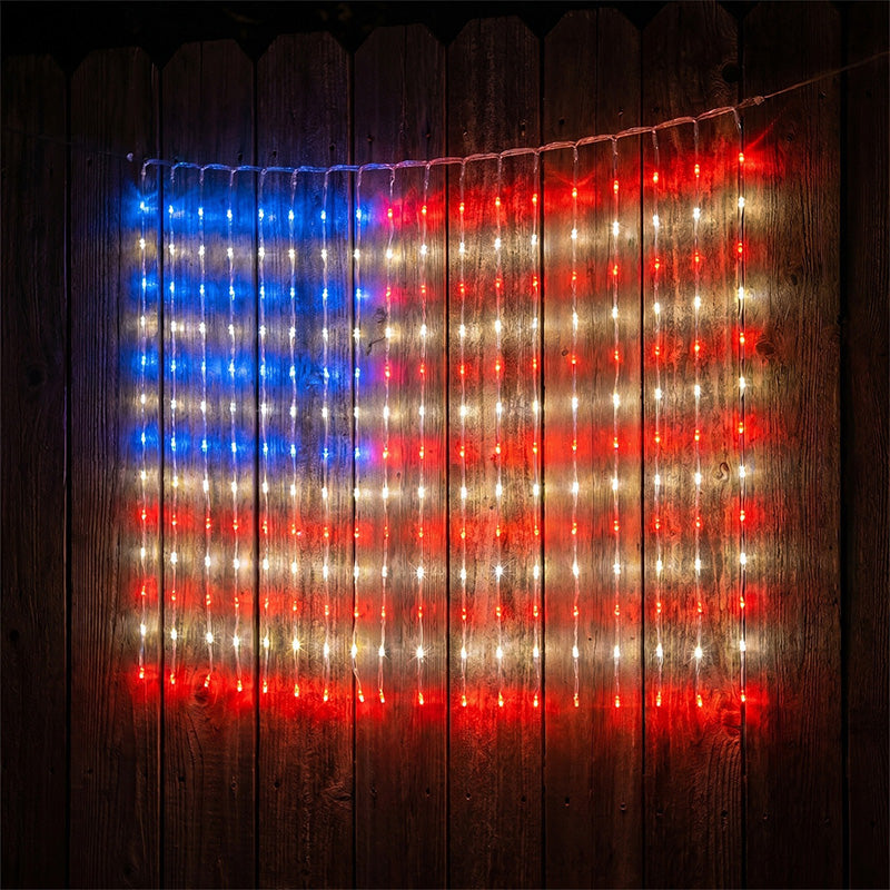 ❤️✨ Patriotic Flag Net Lights – USB, Waterproof, 50,000-Hour ✨