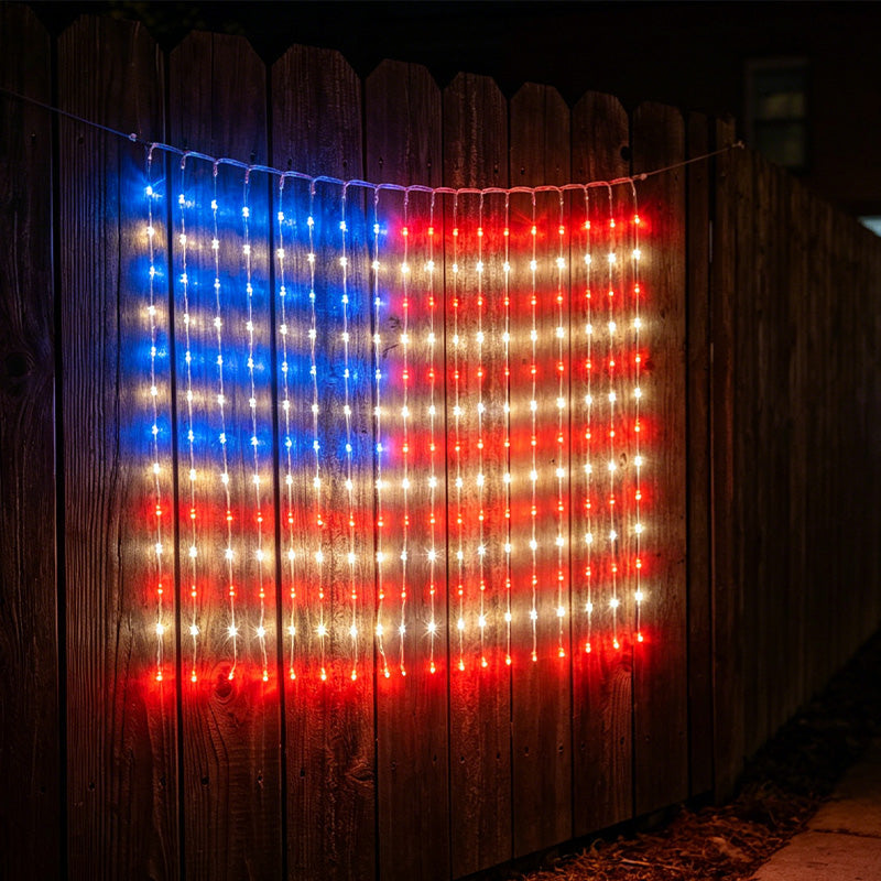 ❤️✨ Patriotic Flag Net Lights – USB, Waterproof, 50,000-Hour ✨