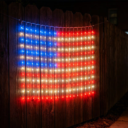 ❤️✨ Patriotic Flag Net Lights – USB, Waterproof, 50,000-Hour ✨