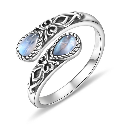⏰Vintage Adjustable Open Ring with Teardrop Glowing Zircon