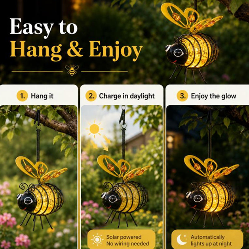 🐝Outdoor Hanging Solar Bee Light - Perfect Gift For Plant Lovers Moms Or Literally Anyone Who Smiles❤️