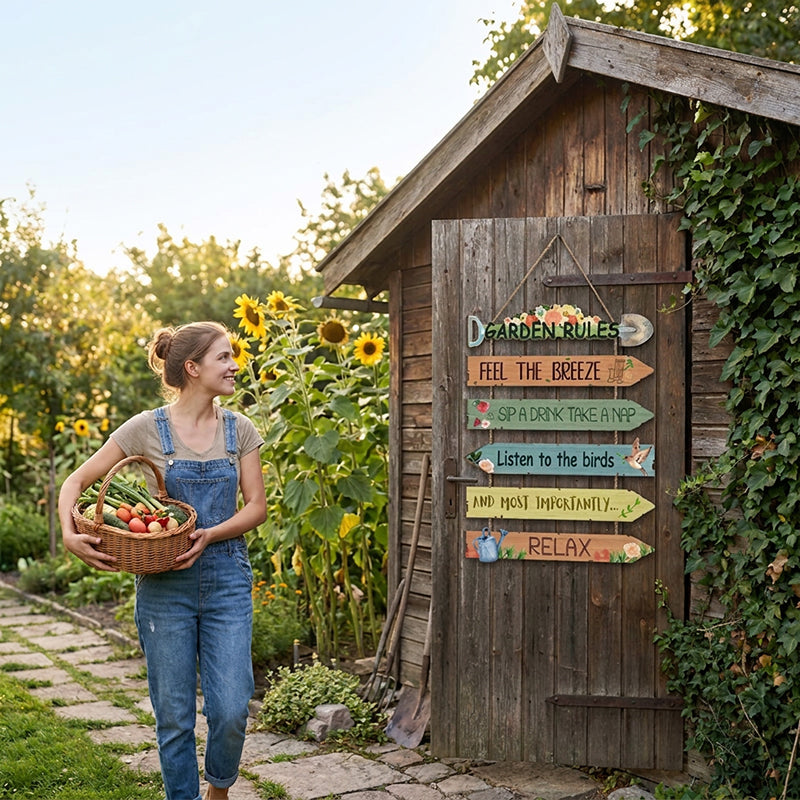 ⏳Limited-time 48% off⏰Rustic Wooden Garden Hanging Sign Wall Decor Plaque🏡🪧