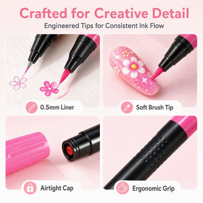 📢📢48% OFF !!⏰️ Dual‑Tip Nail Art Marker Set, 24 Colors DIY Nail Painting Pens for Nail Art Decor