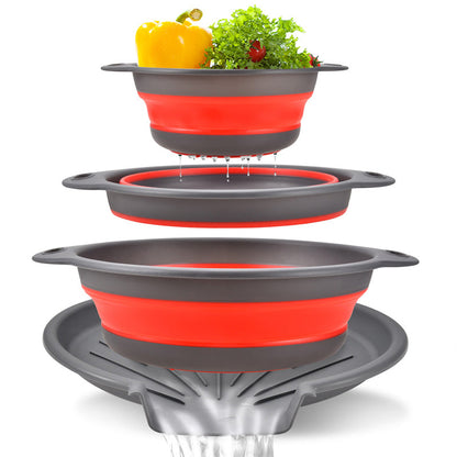 🥗 New Arrivals 49% OFF💥3-Piece Collapsible Colander Set with Draining Base – Space-Saving Kitchen Strainers for Fruits, Pasta & Vegetables