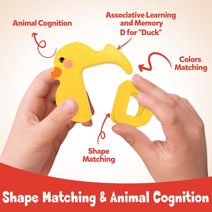 🔤 26-Piece Wooden Letter & Animal Matching Toy – Hands-On Alphabet Mastery, Vibrant Animal Illustrations & Child-Safe Design – Learning Made Fun ✨